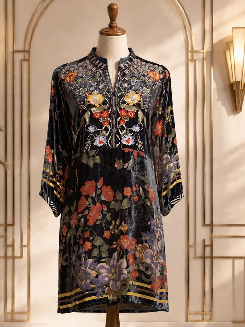 JOHNY WAS Velvet MABEL Burnout Tunic Dress NWT RARE